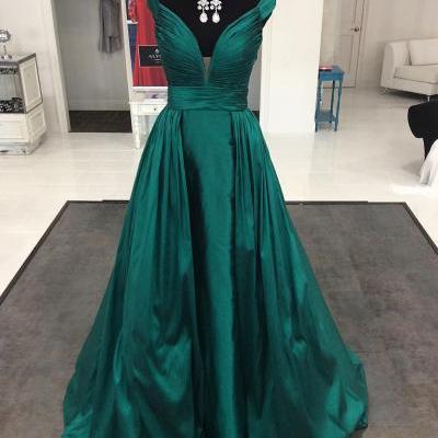Dark Green Long Formal Evening Gowns Dresses 2017 Prom Dresses Elegant