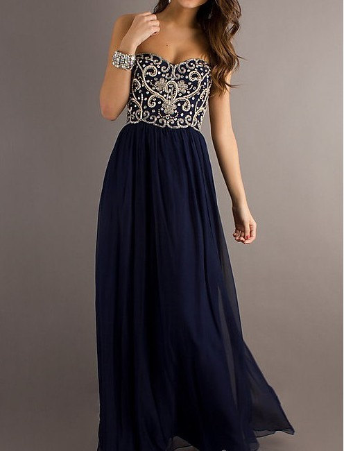 navy blue sweetheart dress