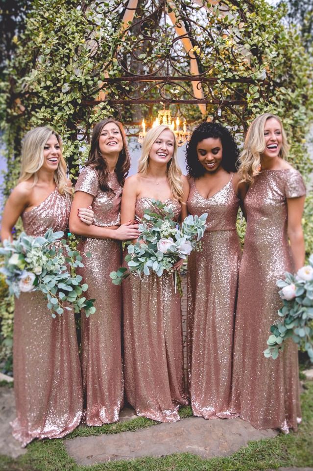 Elegant A Line Rose Pink Sequined Bridesmaid Dress With Pleats Long Elegant A Line Rose Pink Sequined Bridesmaid Dress With Pleats Long Dresses For Bridal Party