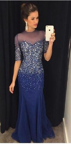 half sleeve evening gown